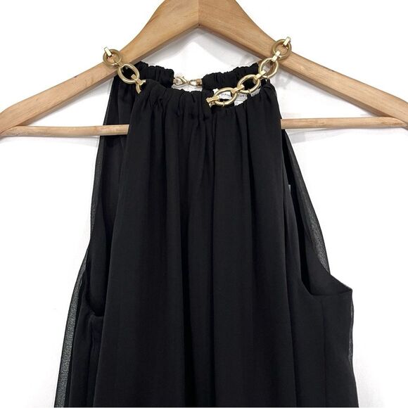 Diane Von Furstenberg Aubrey Silk Chain Trim Halter Top Black XS - Picture 3 of 9